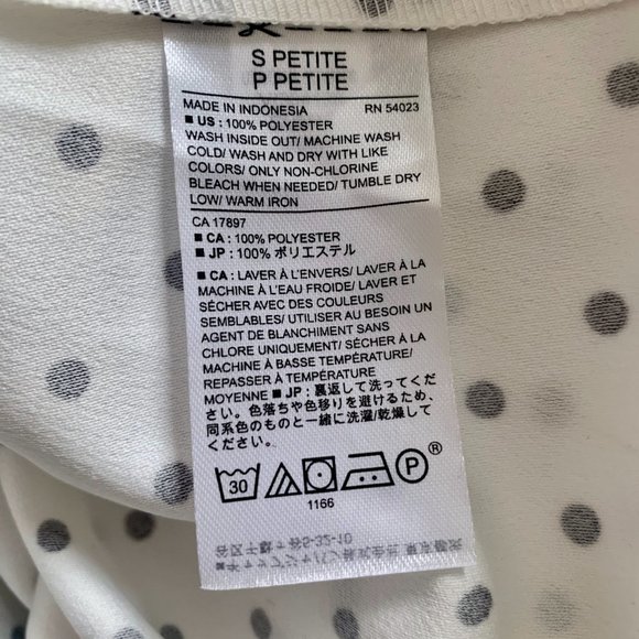 NWOT White & Navy Polka Dot Ruffle Sleeved Blouse - Picture 5 of 5